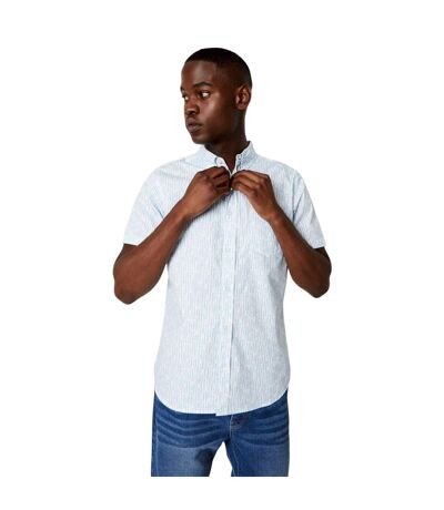 Mens linear short-sleeved shirt white Maine