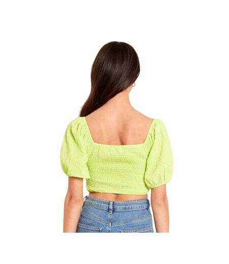 Womens/ladies Balloon Sleeve Crop Top Lime Be You