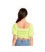 Womens/ladies Balloon Sleeve Crop Top Lime Be You-3