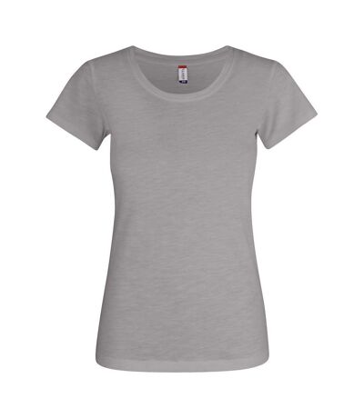 Womens/ladies Slub T-shirt Grey Clique