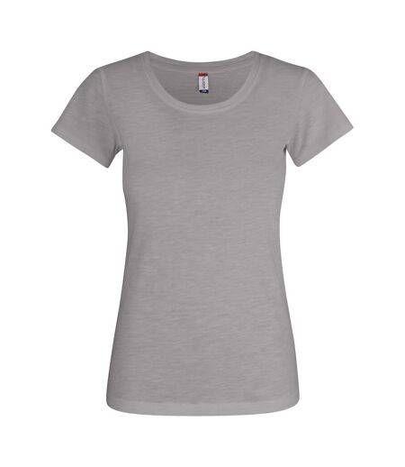 Womens/ladies Slub T-shirt Grey Clique