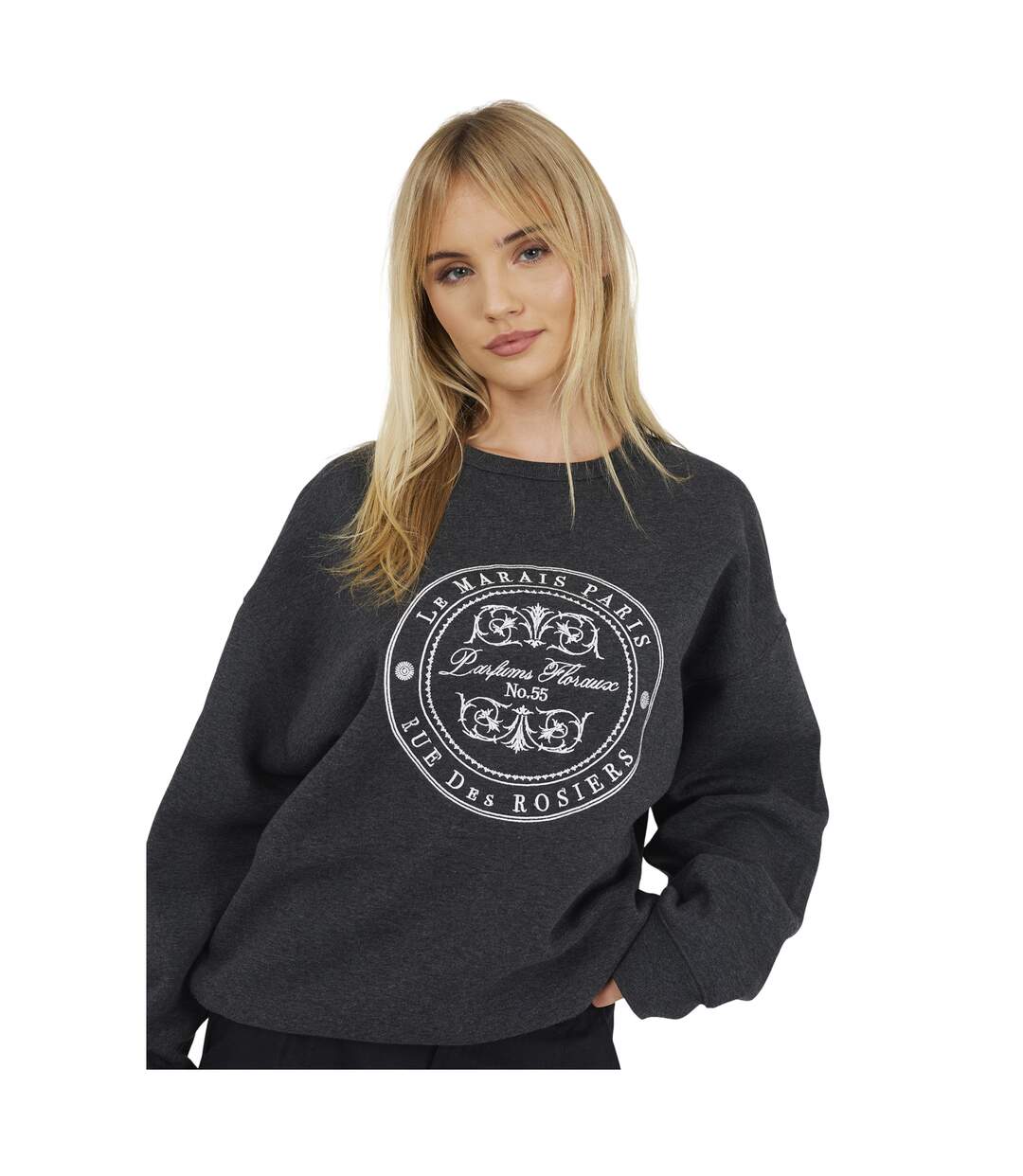 Sweat Le Marais Paris Femme Charbon Chiné Crème Brave Soul-3