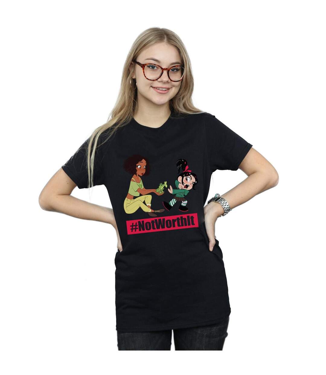 Disney Womens/Ladies Wreck It Ralph Tiana And Vanellope Cotton Boyfriend T-Shirt (Noir) - UTBI47570-2