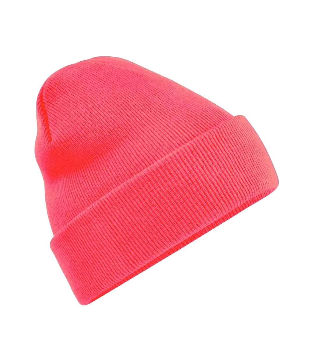 Bonnet à revers mixte rose fluo Beechfield-1