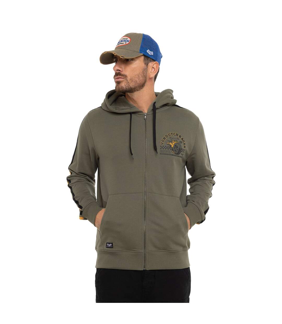 Sweat zippé à capuche homme en french terry Racer Vondutch-1