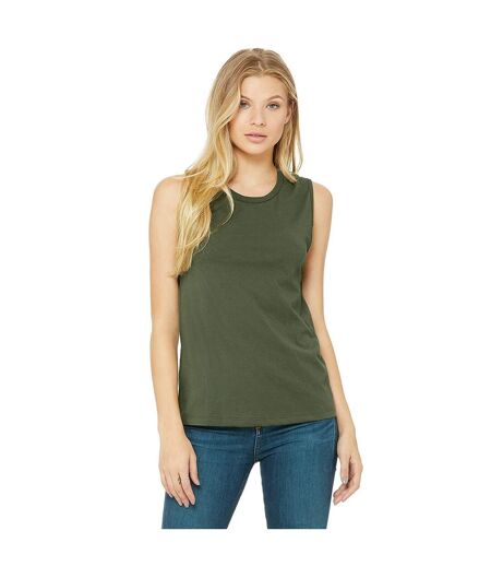 Bella + Canvas Womens/Ladies Muscle Heather Jersey Tank Top (Military Green)