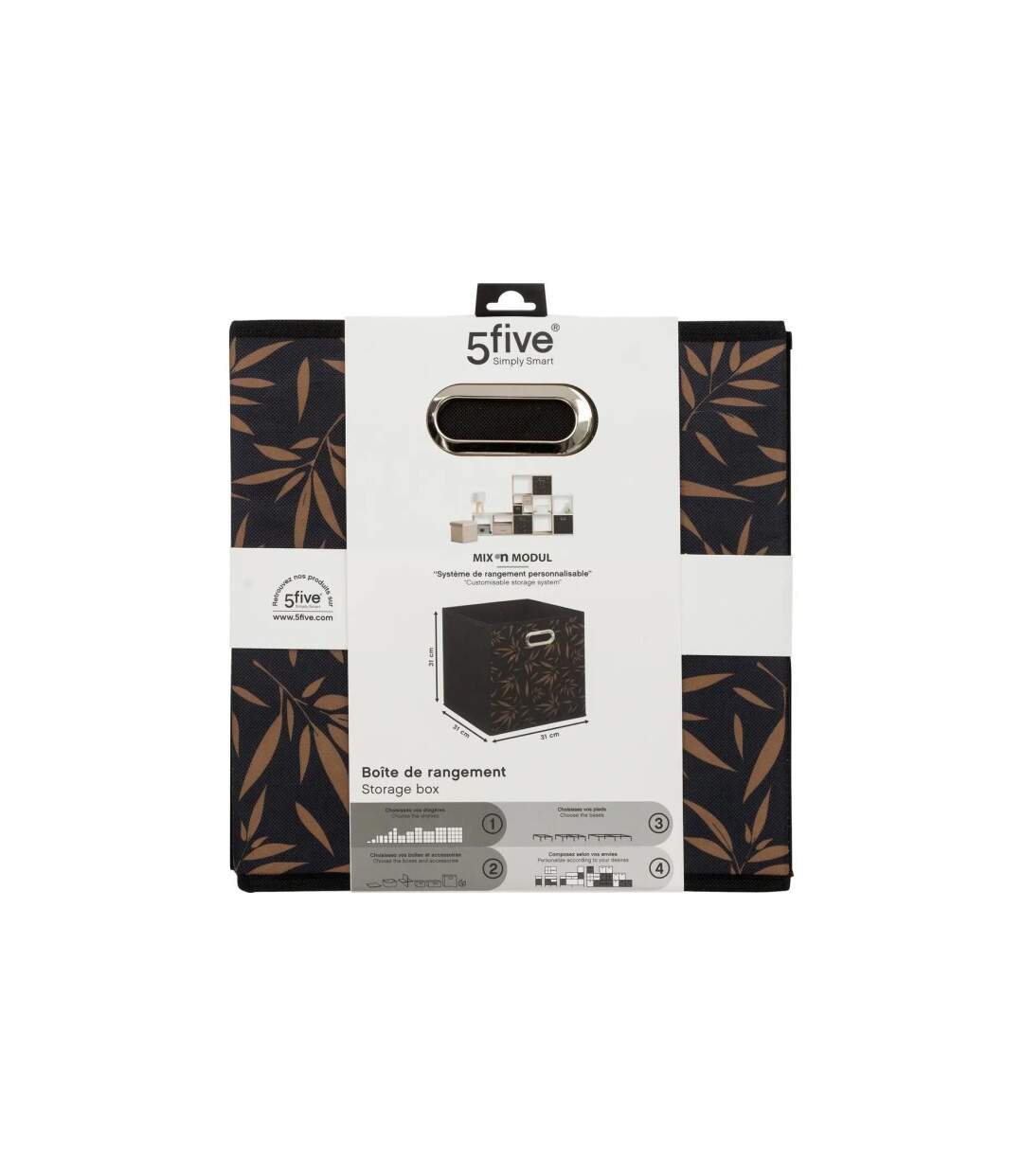 Boîte de Rangement Casual 31x31cm Noir-3
