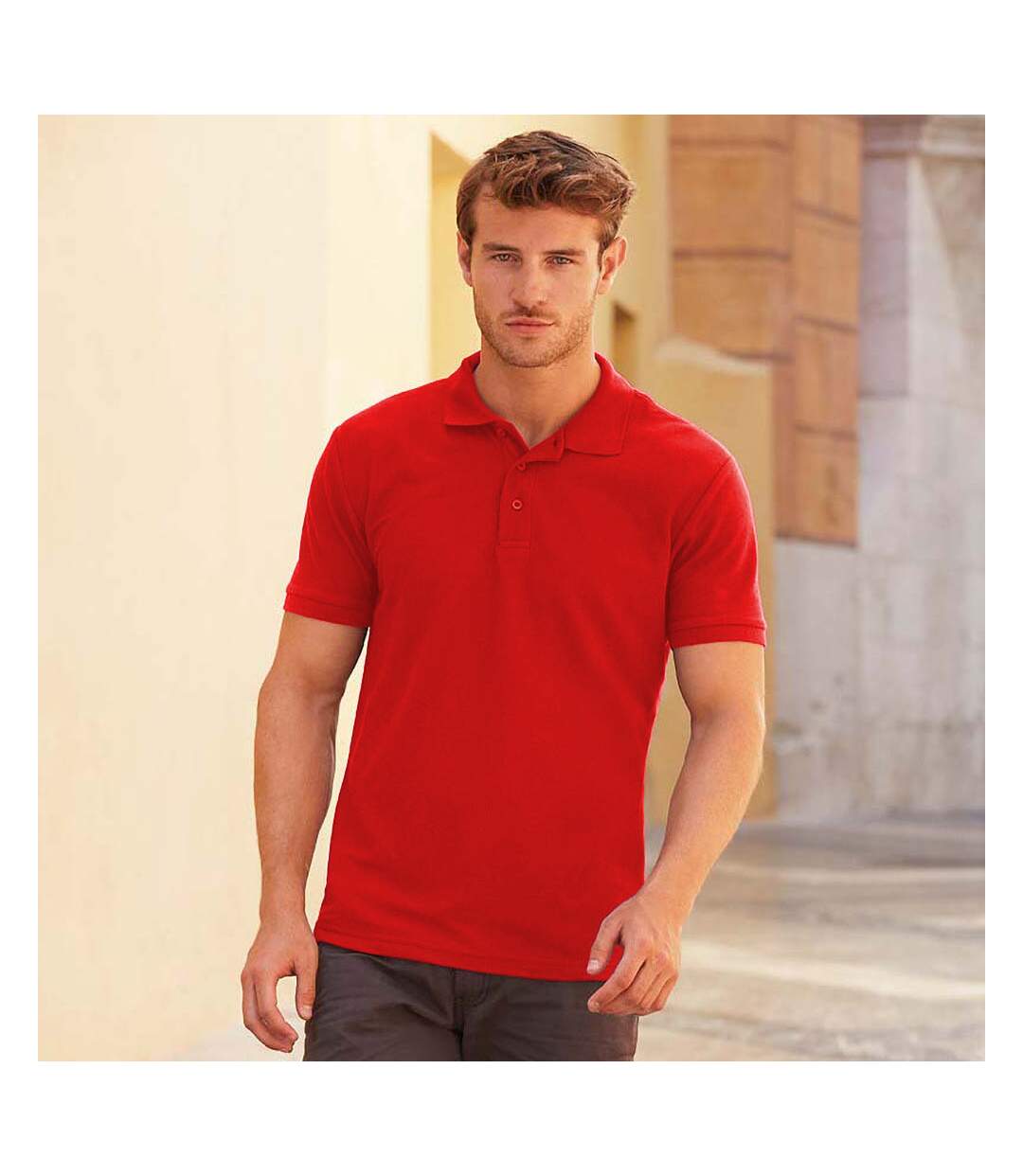 Polo homme rouge Fruit Of The Loom-2