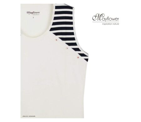 Tee-shirt sans manches TF192E Mode Directe : Le débardeur 100% coton au style marin chic