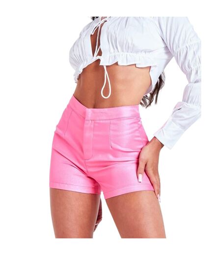Womens/ladies High Waist Shorts Pink Missy Empire