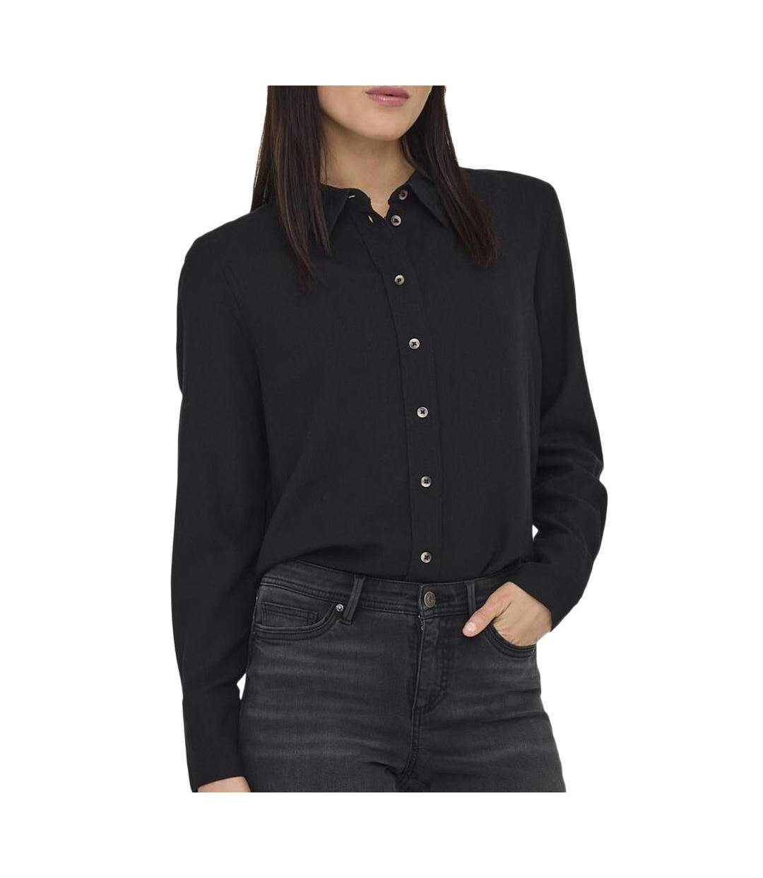 Chemise noir femme jdy linen-1
