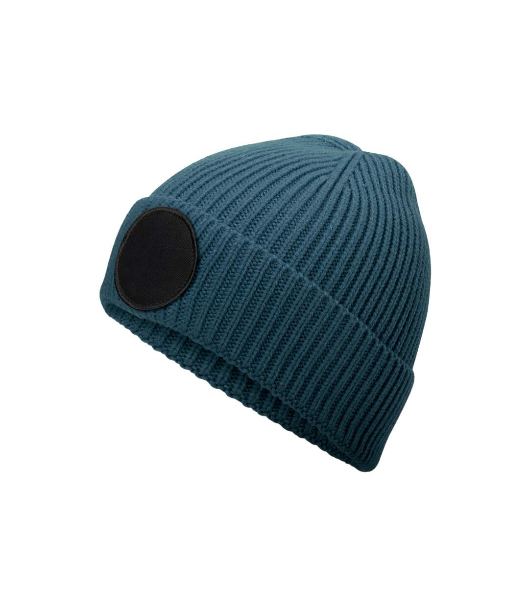 Unisex adult fashion circular patch beanie airforce blue/black Beechfield-2