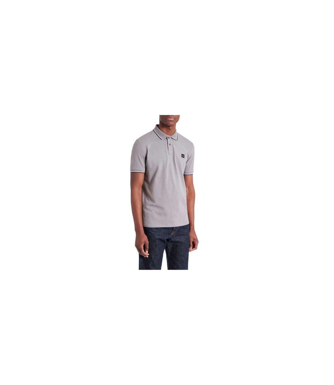 Mens Patch Cotton Logo Polo Shirt Grey Paul Smith-1