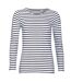 SOLS Womens/Ladies Marine Long Sleeve Stripe T-Shirt (White/Navy)