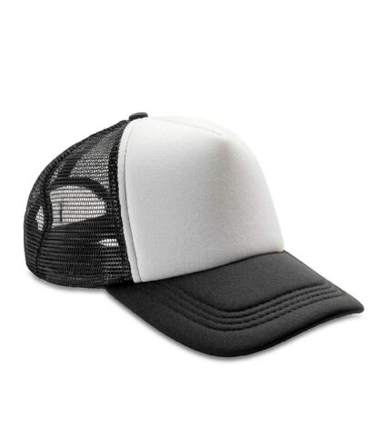 Result Headwear Mens Core Detroit 1/2 Mesh Truckers Cap (Black/White) - UTRW7249