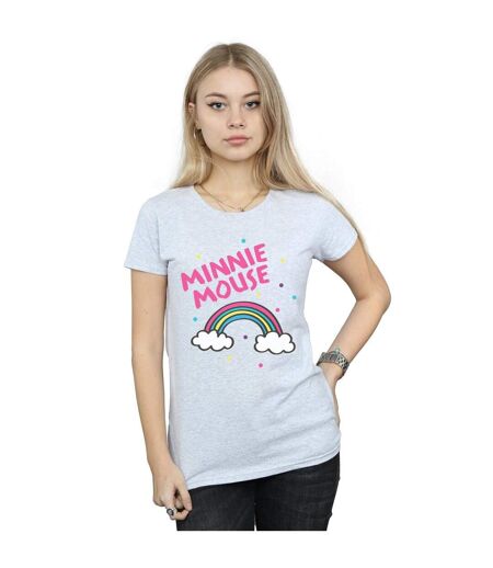 Disney T-shirt en coton à pois arc-en-ciel Minnie Mouse Femme/Ladies (Gris sportif) - UTBI31573