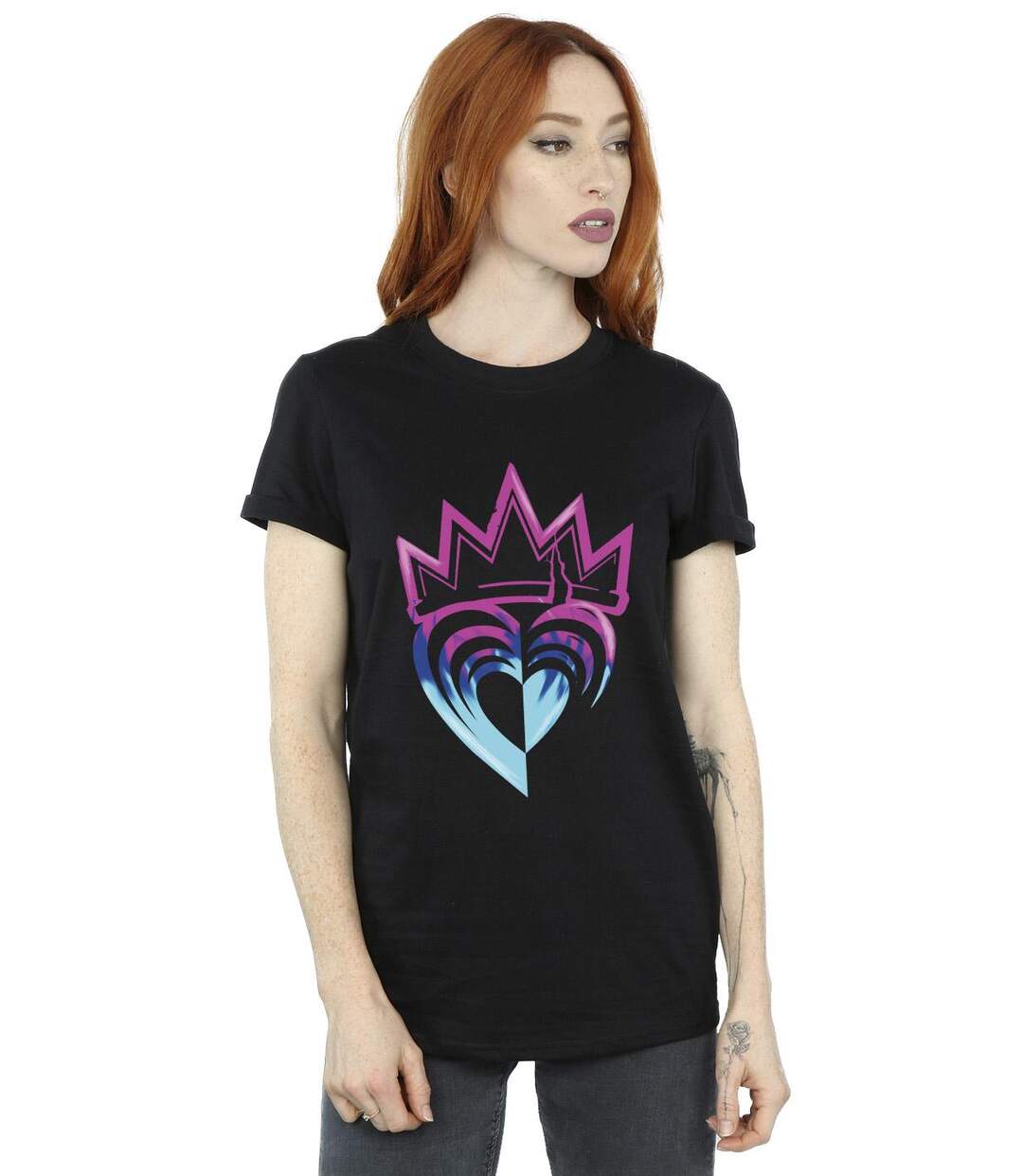 Disney - T-shirt DESCENDANTS PINK CROWN - Femme (Noir) - UTBI20125-2