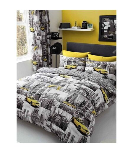 New York Duvet Set (Gray/Yellow/Black) - UTAG2037