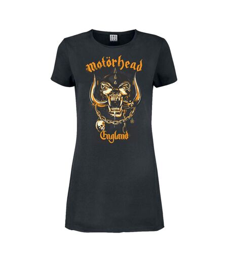 Womens/ladies england motorhead t-shirt dress charcoal/bronze Amplified