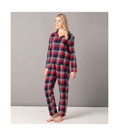 Womens/ladies Tartan Pyjama Set Red Navy SF