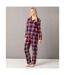 Womens/ladies Tartan Pyjama Set Red Navy SF-1