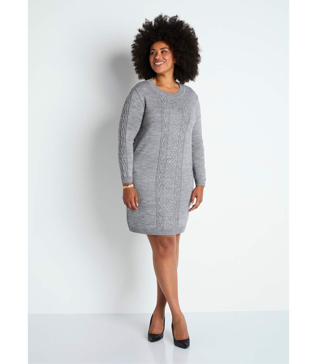 Robe pull courte maille fantaisie-1