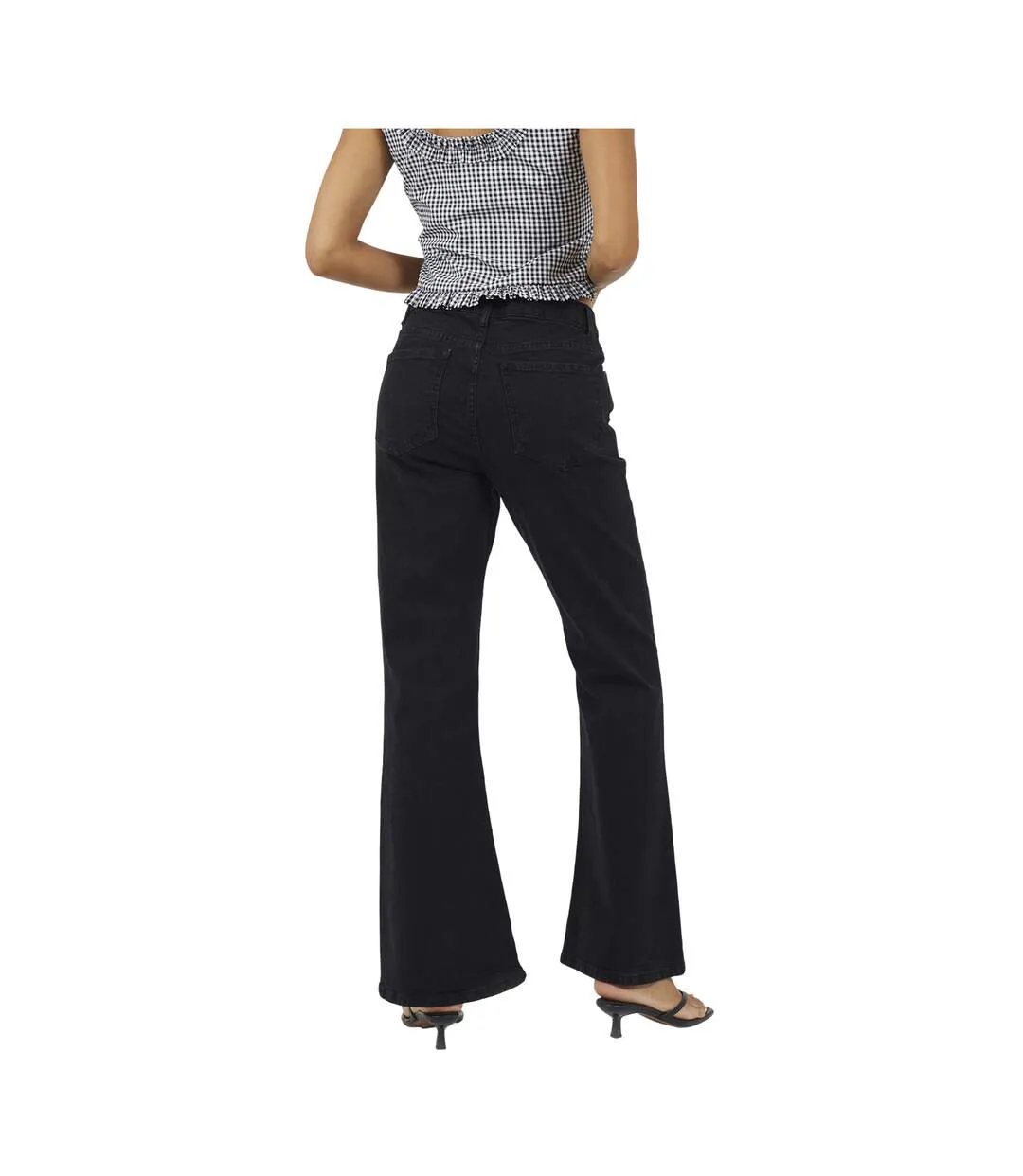 Womens/ladies Flared Mid Rise Jeans True Black Brave Soul-2