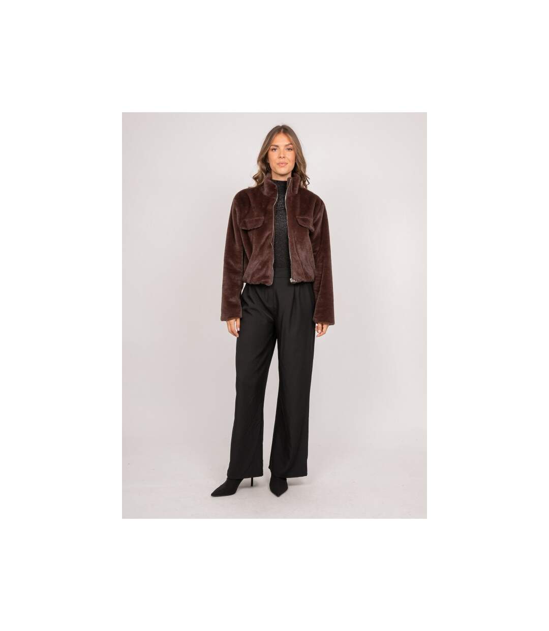 Veste courte fausse fourrure zippée ULOLA - Dona X Lisa-4