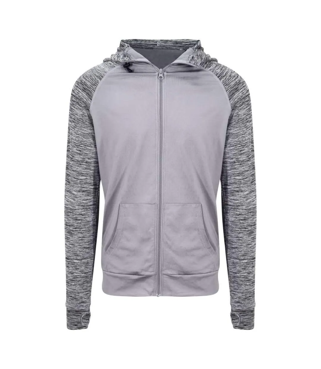 Veste À Capuche Motif/style Contrasté Homme Gris Gris Chiné Just Cool-1