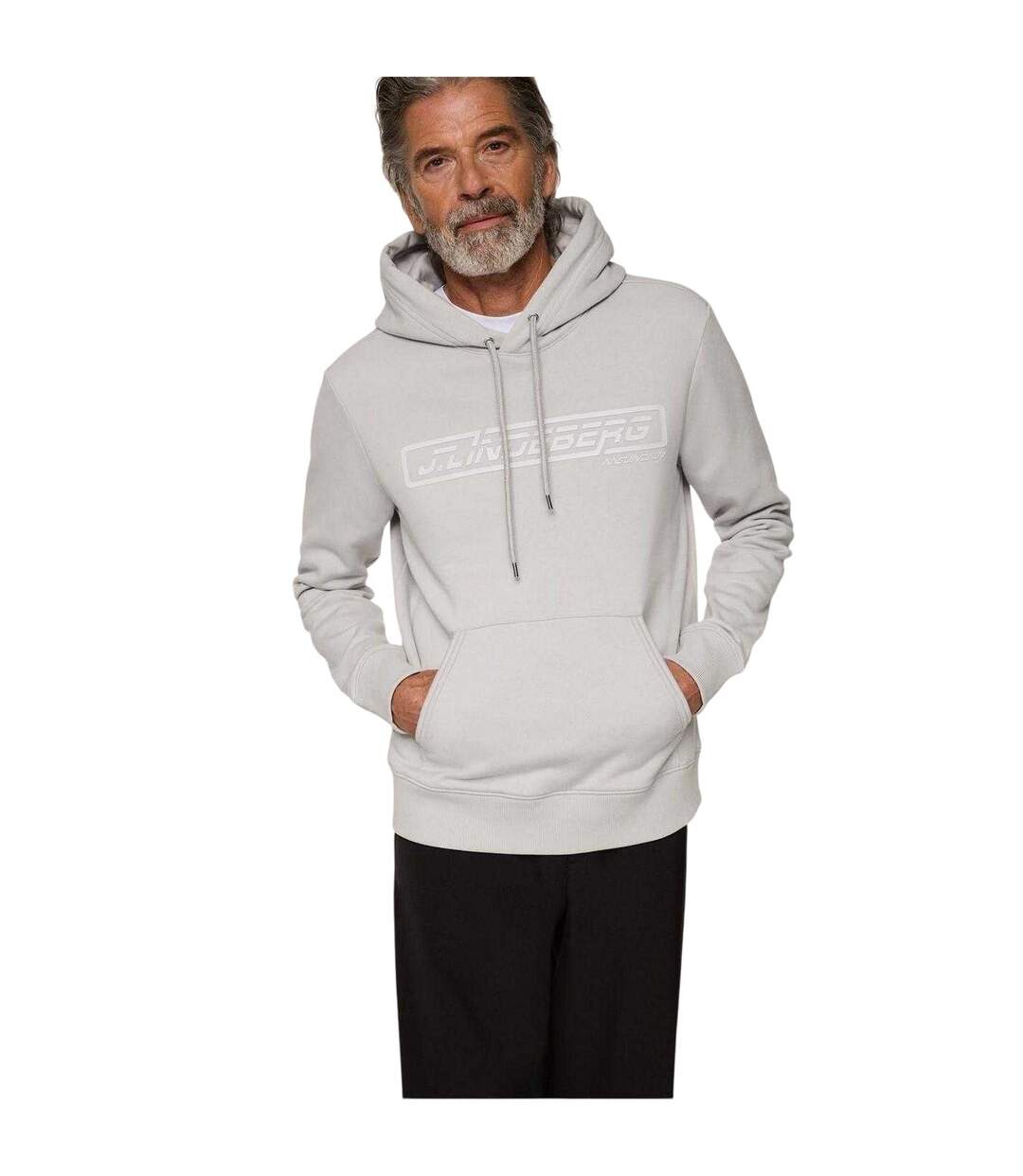 Mens Edgewood Drawstring Hoodie High Rise Grey J.Lindeberg-4
