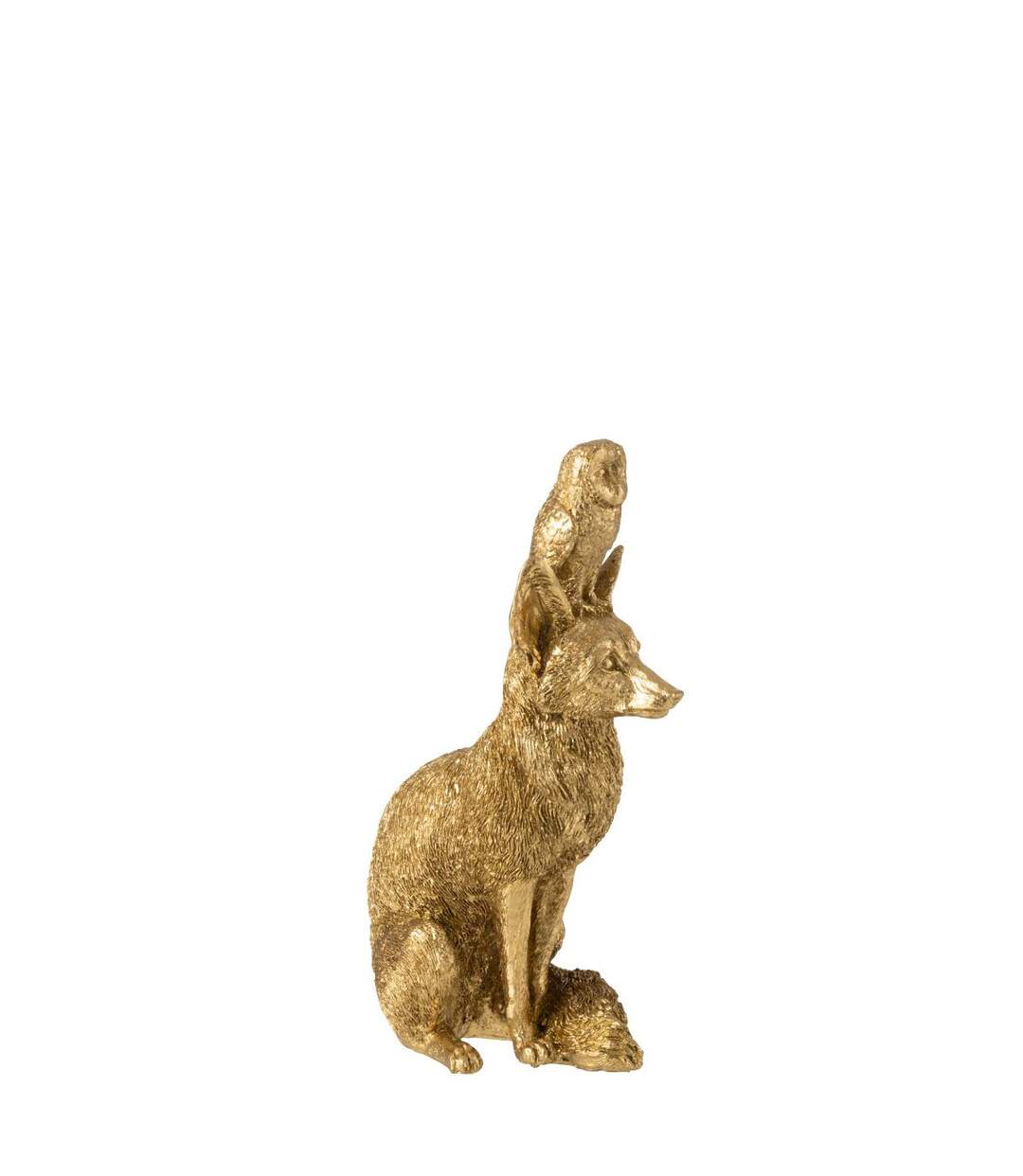 Statuette Renard en Résine Hibou 28cm Doré-3