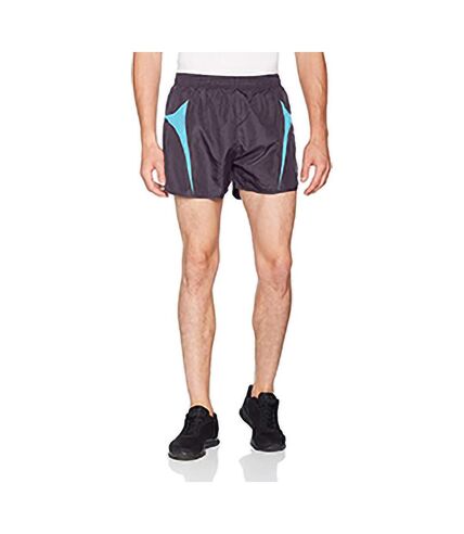 Spiro Mens Sports Micro-Lite Running Shorts (Grey/Aqua)