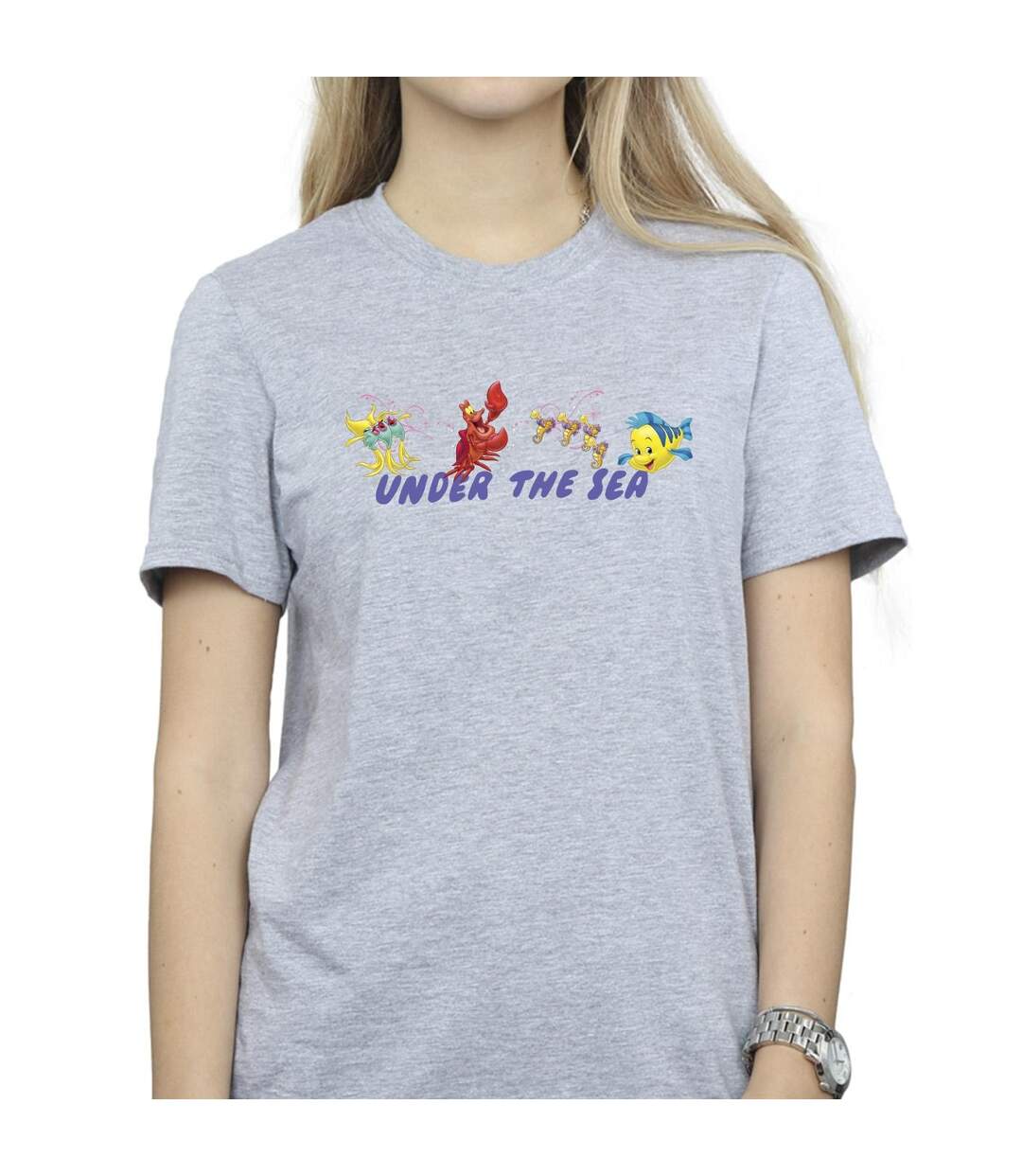Disney Femme/Les femmes La petite sirène sous la mer - T-shirt boyfriend en coton (Gris sportif) - UTBI31176-3