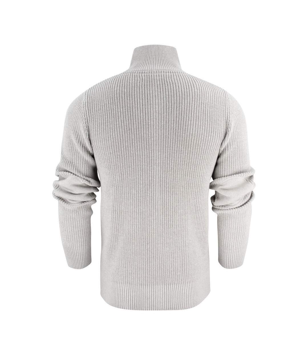 Harvest Mens Flatwillow Knitted Quarter Zip Fleece (Grey Melange)