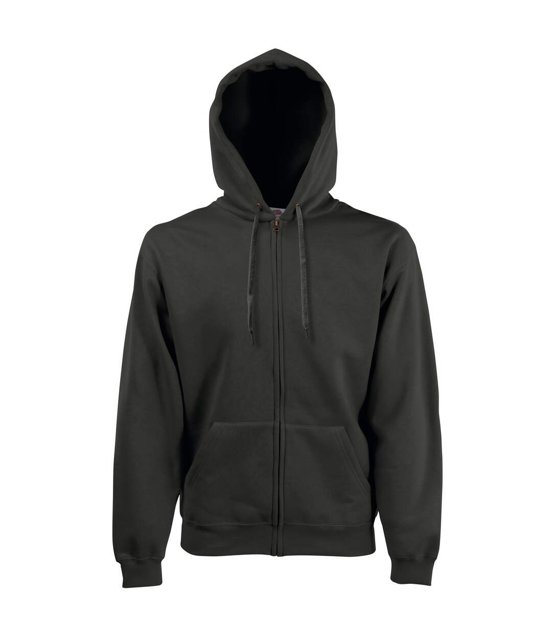 Sweatshirt À Capuche Et Fermeture Zippée Homme Gris Foncé Fruit Of The Loom-2