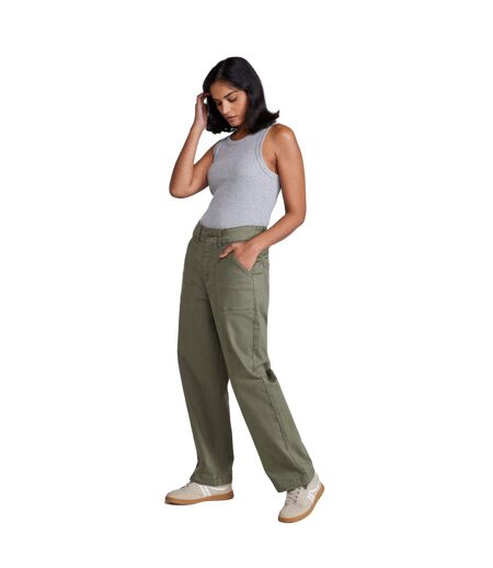 Womens/ladies stretch cargo trousers khaki green Animal