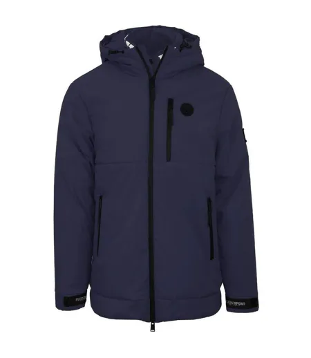 Doudoune Matelassée Motif/style Circulaire Homme Bleu Marine Plein Sport