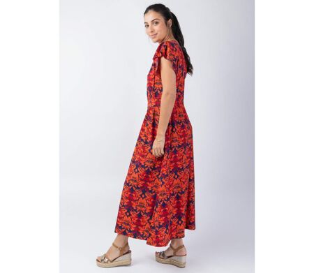 Robe longue manches courtes ARETHA motif ethnique Coton Du Monde