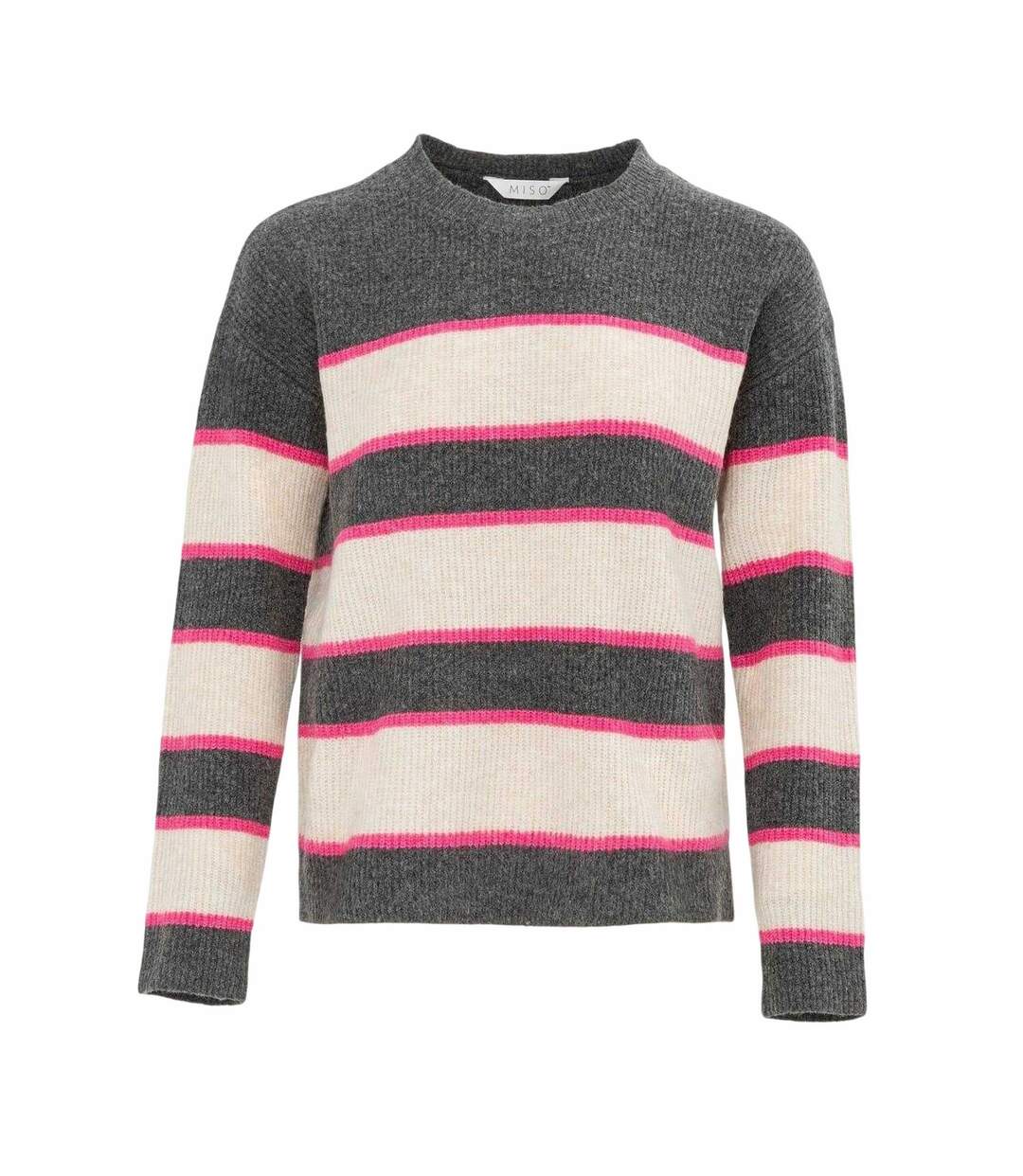 Pull Motif/style À Rayures Femme Gris Miso-1
