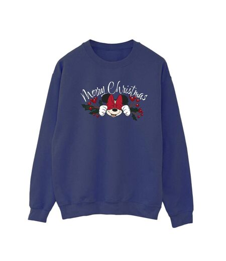 Disney Femmes/Les femmes Minnie Mouse Christmas Holly Sweatshirt (Bleu marine) - UTBI29341