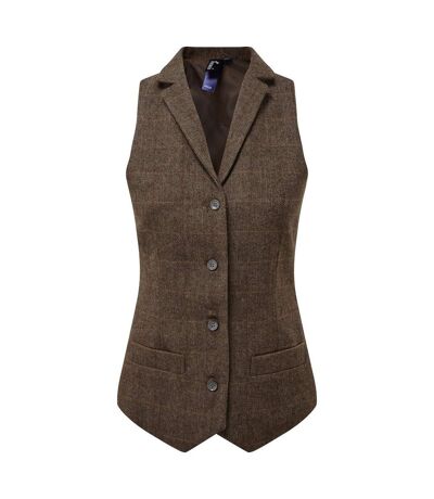 Premier Womens/Ladies Herringbone Vest (Brown) - UTPC5581