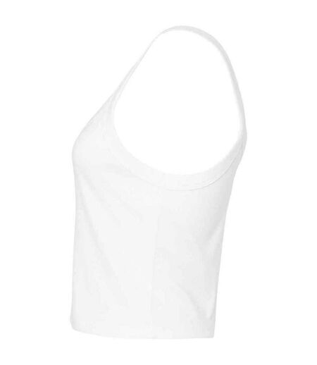 Womens/ladies Plain Micro-rib Spaghetti Strap Tank Top White Bella + Canvas