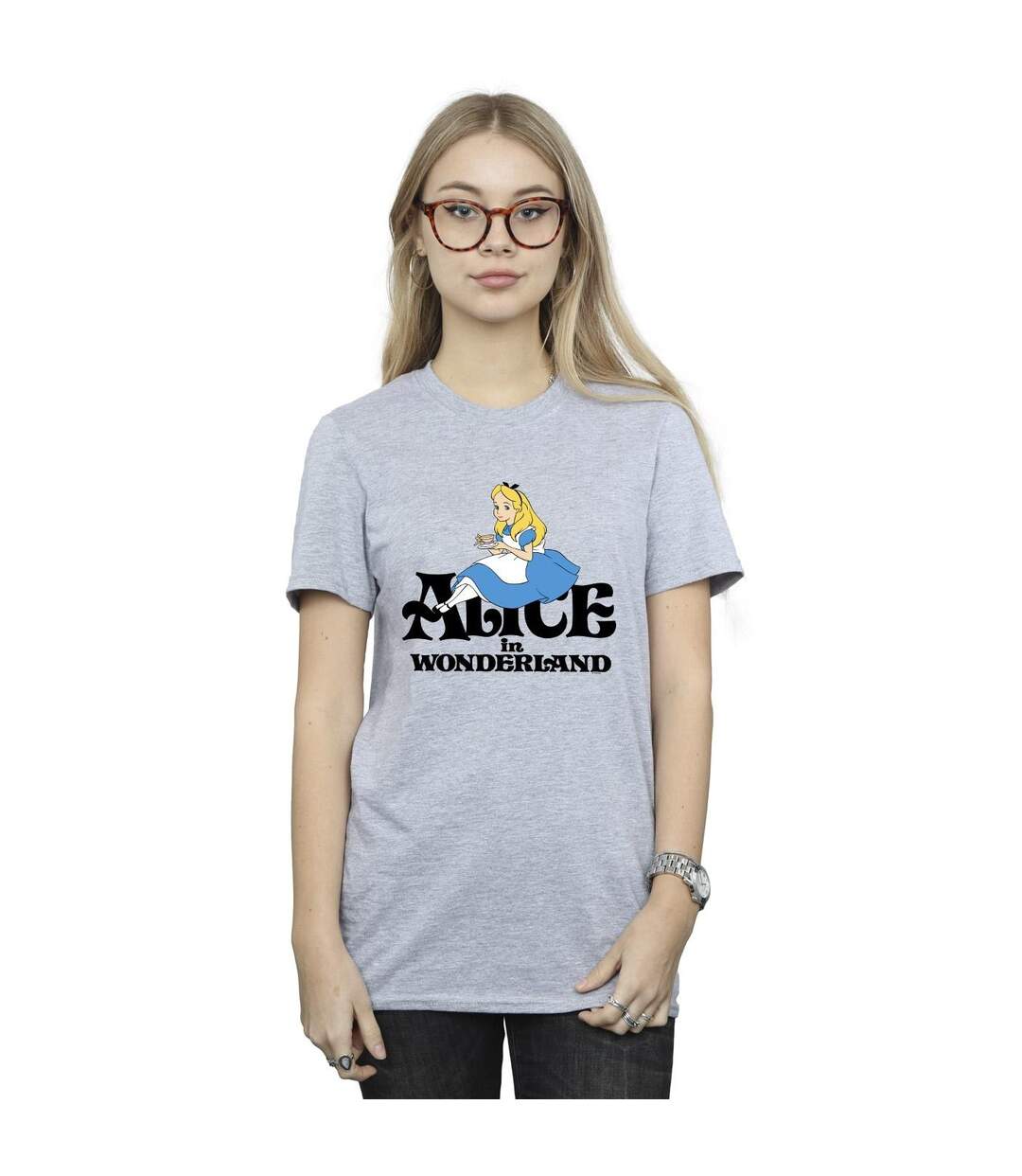 Disney - T-shirt ALICE IN WONDERLAND TEA DRINKER CLASSIC - Femme (Gris sportif) - UTBI9023-2