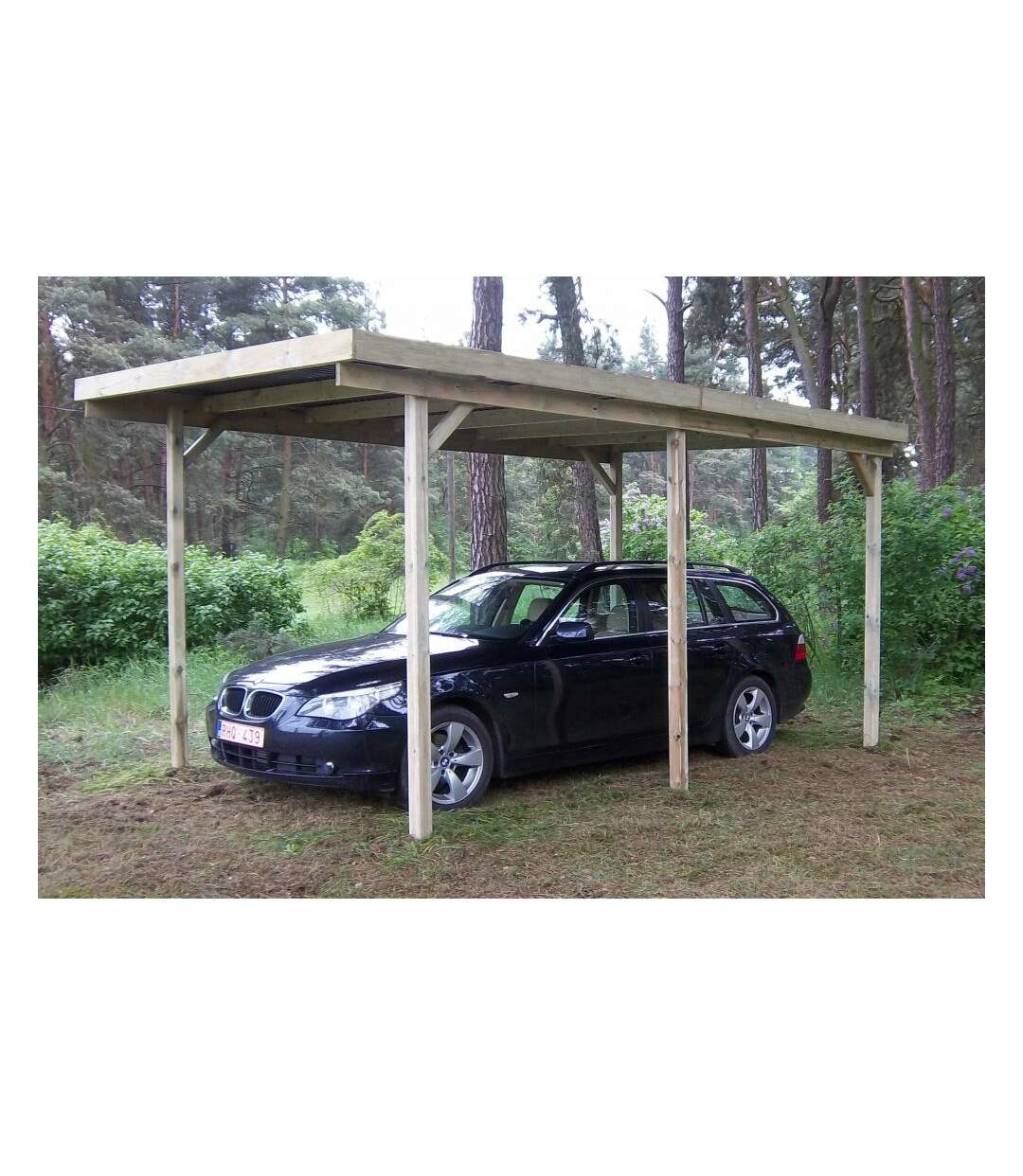 Carport en bois et panneaux ondulés 3x6 m Basic