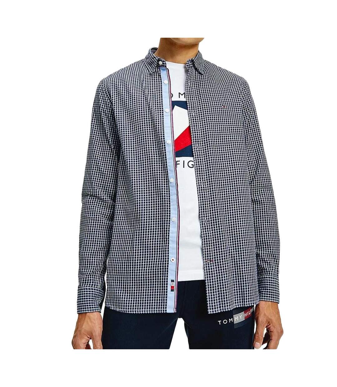 Chemise à Carreaux Manches Longues Marine Homme Tommy Hilfiger - S-1