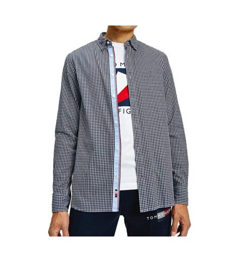 Chemise à Carreaux Manches Longues Marine Homme Tommy Hilfiger - L