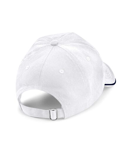Beechfield Authentic Piped 5 Panel Cap (White/French Navy)