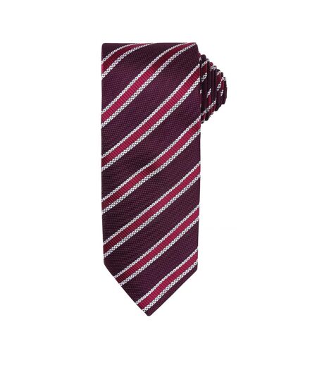 Premier Mens Waffle Stripe Formal Business Tie (Pack of 2) (Burgundy/ Aubergine) (One Size) - UTRW6950