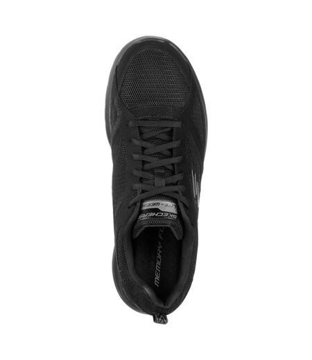 Mens dynamight 2.0 action leather memory foam lace up trainers black Skechers