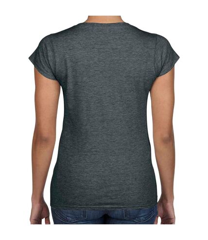 Womens/ladies softstyle heather v neck t-shirt dark heather Gildan